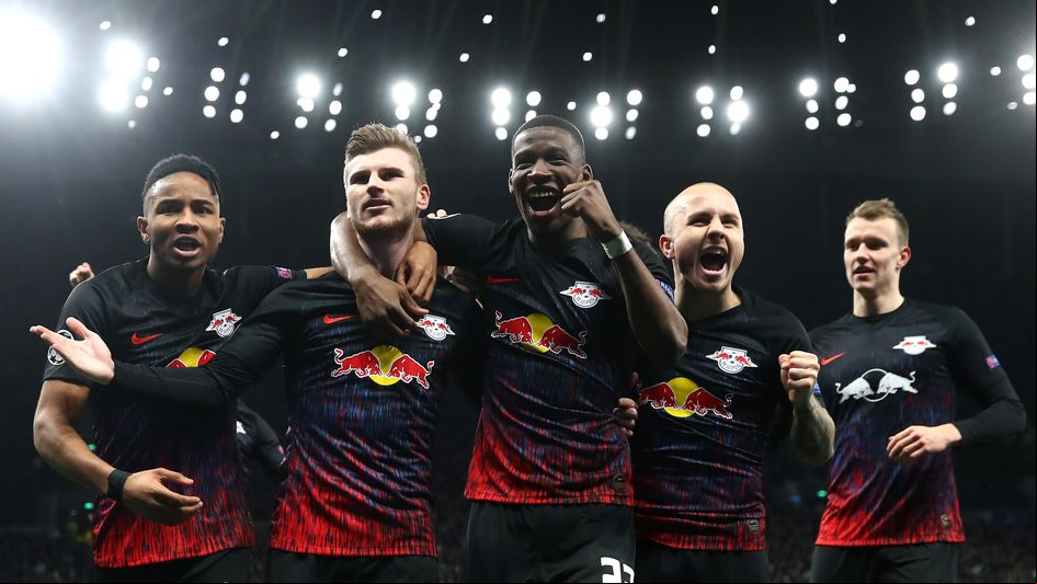 Timo Werner celebrates for RB Leipzig in the Champions League