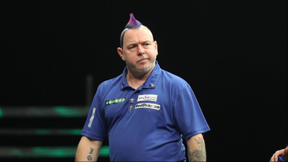 Peter Wright during his defeat to Gary Anderson (Lawrence Lustig, PDC)