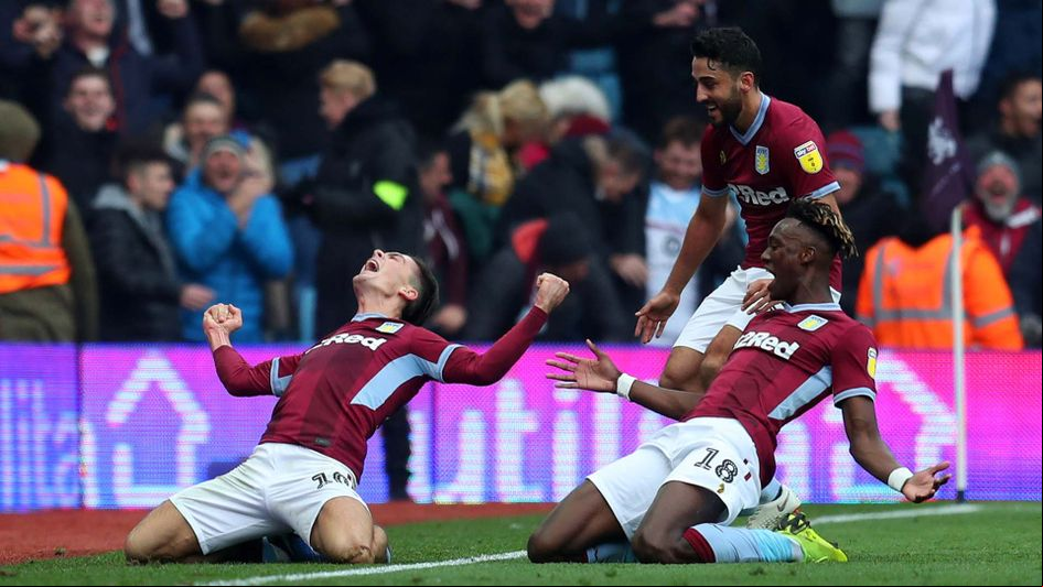Jack Grealish celebrates a goal for Aston Villa