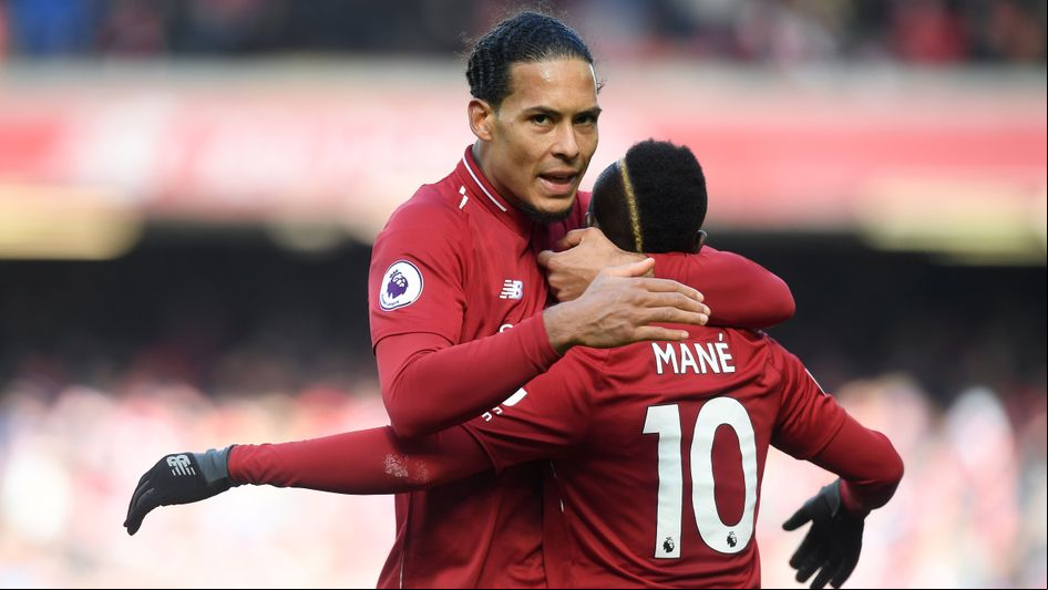 Celebrations for Liverpool duo Virgil van Dijk and Sadio Mane