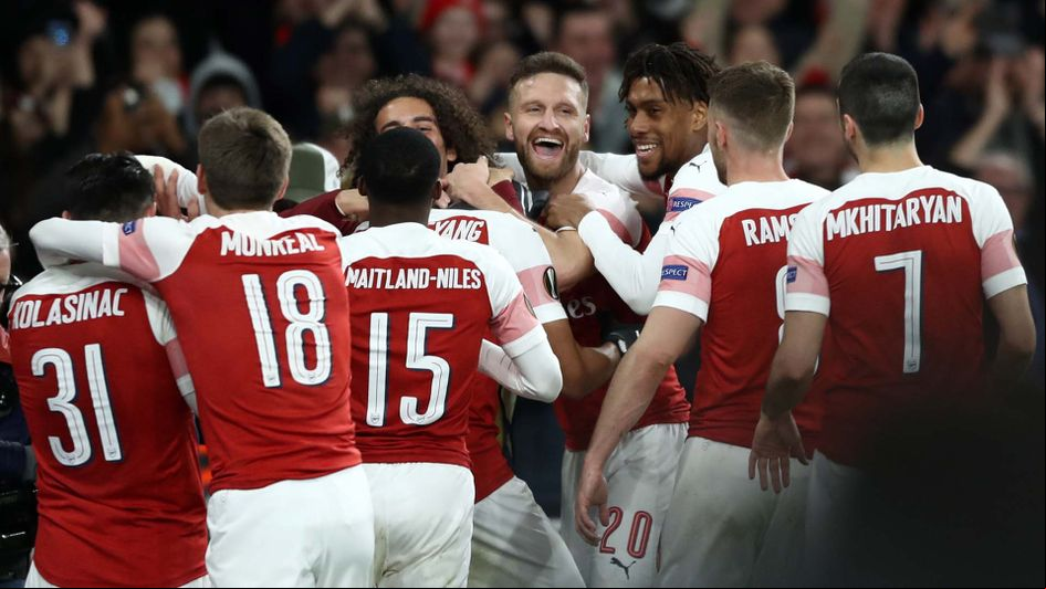 Arsenal celebrate a goal at the Emirates