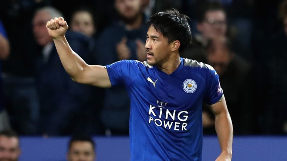 Shinji Okazaki celebrates