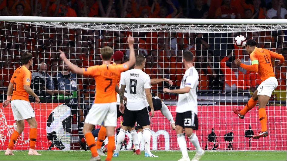 Virgil van Dijk scores for the Netherlands against during the November international break