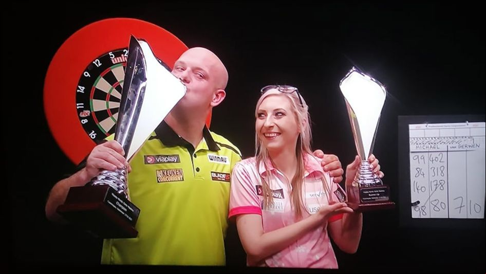 Michael van Gerwen and runner-up Fallon Sherrock