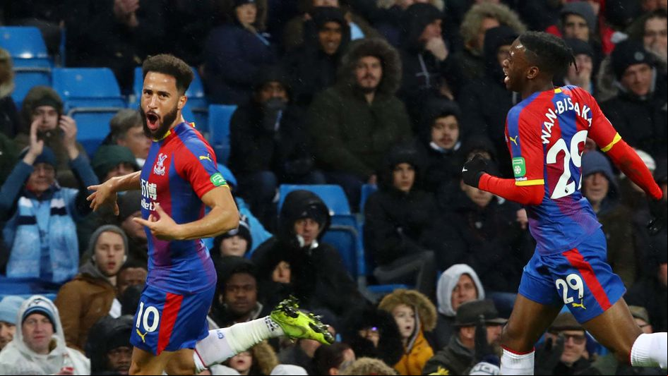 Andros Townsend celebrates scoring for Crystal Palace at manchester City