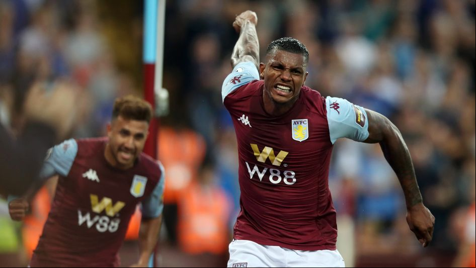 Wesley Moraes: Aston Villa's record g celebrates his first Premier League goal