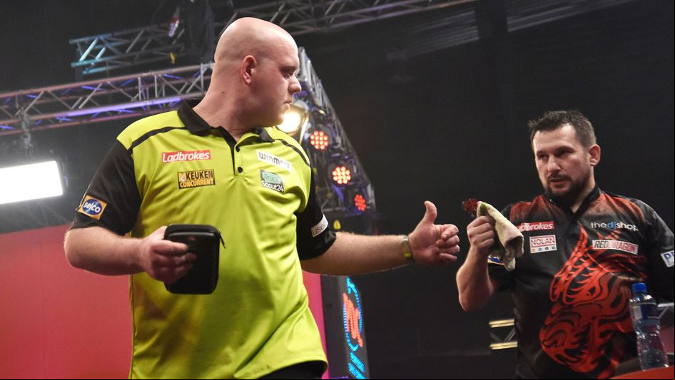 Michael van Gerwen was beaten by Jonny Clayton (Picture: Lawrence Lustig/PDC)