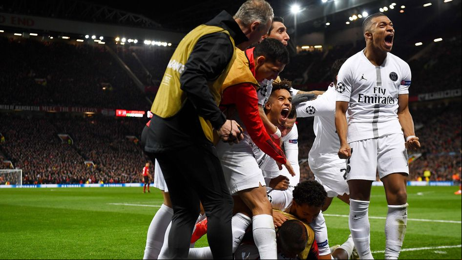 PSG celebrate at Old Trafford