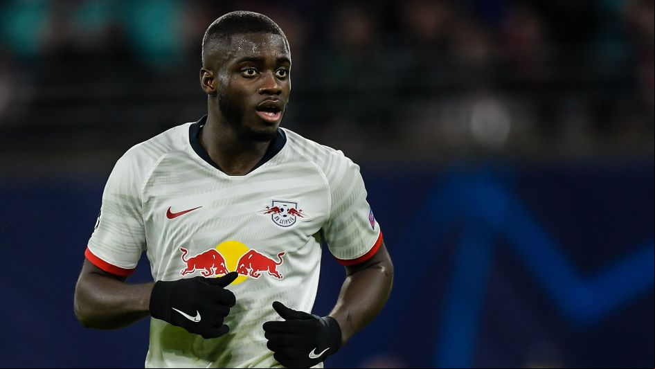 Dayot Upamecano in action against Tottenham