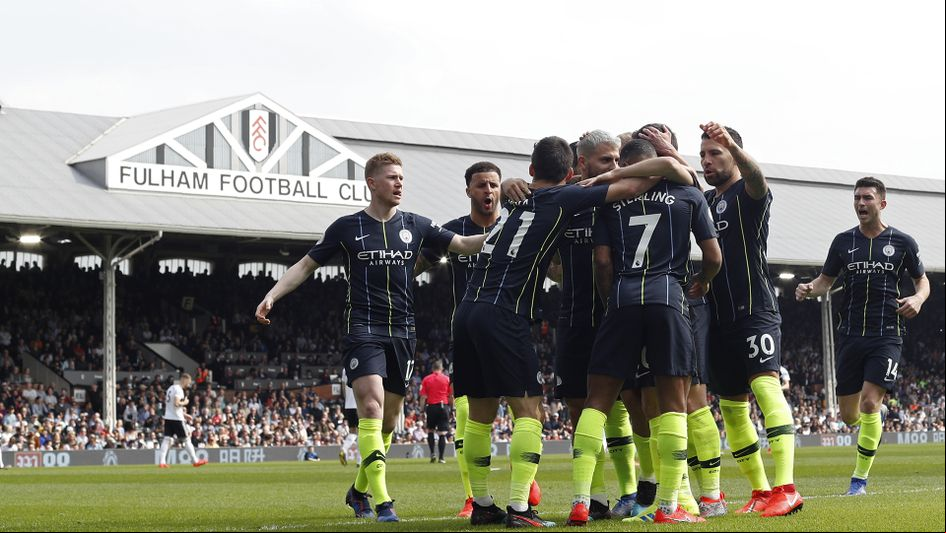 Celebrations for Manchester City away at Fulham