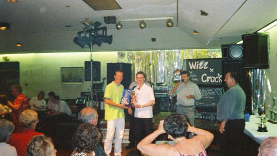 Paul Nicholson winning a pairs event with Ray Picton