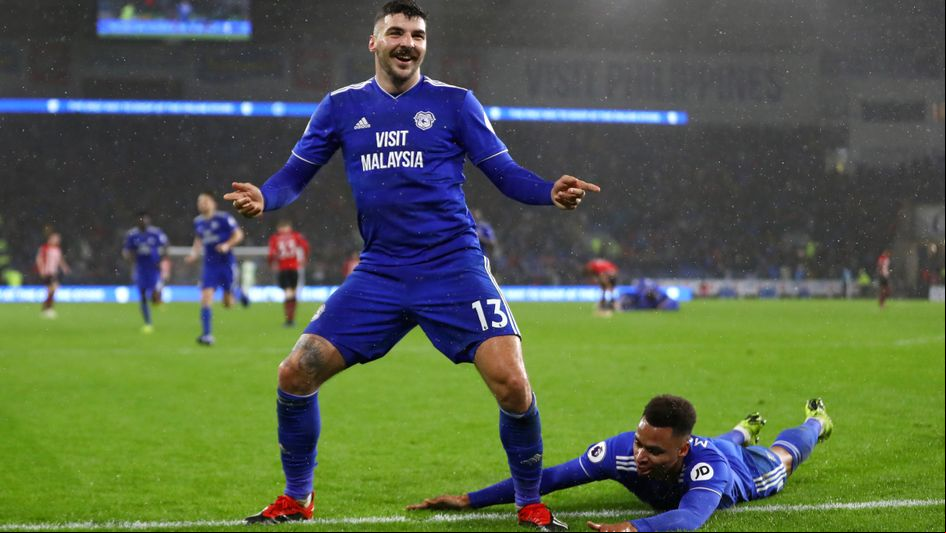 Cardiff's Callum Paterson celebrates his goal against Southampton
